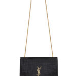 Saint Laurent Reversible Kate Medium In Crocodile-Embossed Leather Black